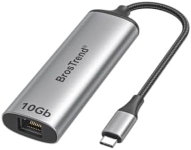 BrosTrend 10Gb USB C to Ethernet Adapter for Laptop, MacBook, PC, Low-Heat