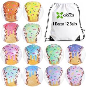 AKAIXI Baseballs PVC 9in Practice Baseball for Training Hitting Unique Lifestyle Decor Ideal Personalized Inspired Gifts for Players Coaches Moms (Ice Cream Drip, Baseball Set (12 Piece))