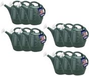 PMU 2 Gallon Watering Can - Garden Watering Can for Indoor & Outdoor Plants - Plastic Water Can with Detachable Sprinkler Head - Large Water Pot, Made in USA - Hunter Green Pkg/12