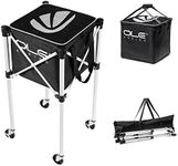 OLE ANDIGO Tennis Balls Hopper Tennis Ball Basket with Side Pockets Lightweight Tennis Ball Cart Holds 160 Balls, Portable Sports Teaching Cart with Wheels for Tennis Player