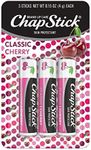 Chapstick 3 Pack, Cherry: Chapstick Classic (3 Sticks) Cherry Flavor Skin Protectant Flavored Lip Balm Tube, 0.15 Ounce Each