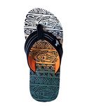 New Boys' Tropial Print Beach Sandals Geometric Bali Flip-Flop Sandals (Black/Orange, Numeric_4)