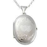 Alexander Castle 925 Sterling Silver Locket Necklace for Women - Girls 4 Photo Locket - 28mm x 22mm Oval Locket with 18" Silver Chain & Jewellery Gift Box