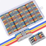 TOOINKCV 20 Pcs Lever Nut Wire Connectors, Conductor Compact Wire Connectors, 6 Hole Multicolor Lever Quick Cable Clamp Terminal Block Spring Electrical Wire Cable Connectors(triple-hole)