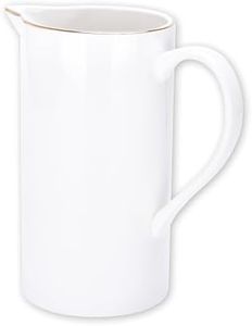 MeantToBe Creamer Pitcher 57 oz - Ceramic Pitcher - Milk Jug Pourer - Creamer Container - White Pitcher - Decorative Water Pitcher for Serving and Display - 9x8x5 inches