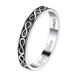 Suplight 925 Sterling Silver Engraved Infinity Wedding Band 3mm Thin Stackable Rings for Women Teen Girls Size 12