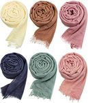 Geyoga 6 Pcs Women Scarf Shawl Hijab Scarfs Cotton Blend Crinkle Scarf Wrap Head Scarf for Seasons, Stylish Colors