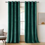 Woaboy Super Soft Velvet Curtains 90 Drop for Living Room Luxury Eyelet Drapes Blackout Bedroom Window Treatment Thermal Insulated Soundproof & Room Darkening W 46 x L 90 Dark Green 2 Panels