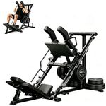 Leg Press Hack Squat Machine 2-in-1 for Home Gym, 1200LB Capacity with 4-Position Safety Stops & Quick-Spin Footplate, Compact Strength Training Equipment for Quads, Hamstrings & Glutes