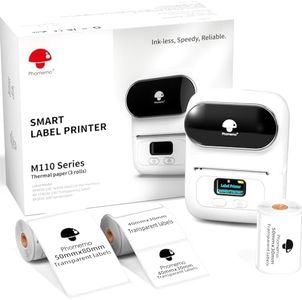 Phomemo M110 Bluetooth Etichettatrice Adesive Codice a Barre Stampante Etichette Portatile Termica Set Con 3 Rotoli Etichette per piccolo negozio,casa,ufficio Compatibile con iOS & Android -Bianco