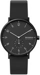 Skagen Men's Aaren Three-Hand Midnight Black Aluminum and Silicone Band Watch (Model: SKW6544)