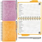 2 Pieces Portable Password Book Password Organizer Notebook Elegant Mandala Pattern Password Book Keeper with Pen, Spiral Bound Notebook for Password Information (Purple, Orange)