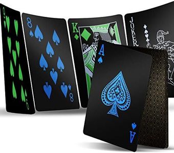 INTEGEAR 2 Decks Plastic Playing Cards, Premium Plastic Waterproof Black Playing Poker Cards Professional Luxury Deck of Cards for Adults