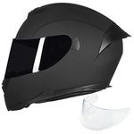 ILM Full Face Motorcycle Helmet for Motocross Street Bike DOT Certified 2 Visors Model-317(Matte Black, M)