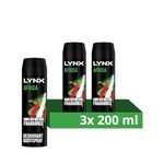 Lynx Africa Aerosol Bodyspray 48 hours of odour-busting zinc tech deodorant to finish your style 3x 200 ml