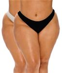 J.B.COLLECTION Women's Cotton Low Waist Seamless Thong Panty Combo (GB) Pack of 2 (XXXL, Black Grey)