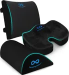 Everlasting Comfort Back Cushion, Seat Cushion, and Foot Rest Bundle - Office Chair Back Support, Tailbone Cushion Improves Posture, Eases Back Pain - Foot Elevation Pillow for Office, Desk, Gaming