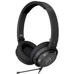 Soundmagic P23BT Portable Wireless Headphones, Long Lasting 60 Hour Battery, Folding Design, Bluetooth 5.0, SBC and aptX, 10 Minute Quick Charge, Wired Boom Mic for Gaming and Business Calls - Black