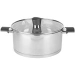 Russell Hobbs RH01168EU7 Excellence 24 cm Stockpot – Stainless Steel Cooking Pot, Glass Lid, Induction Suitable, Pouring Lip, Mirror Polished, PFOA-Free, 4.8L Capacity, Ideal for Soups and Stews