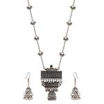 Shining Diva Fashion Latest Stylish Traditional Oxidised Silver Necklace Jewellery Set for Women (13118s)