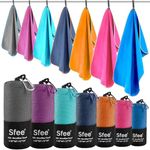 Sfee 2 Pack Microfiber Travel Towel, Quick Dry Towel Camping Towel Beach Towels, Super Absorbent Compact Lightweight Sport Towel Gym Towel for Travel, Beach, Hiking, Backpacking, Gym, Pool, Bath, Yoga