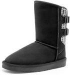 DREAM PAIRS Girls Boys Winter Boots Faux Fur Lined Mid Calf Kids Snow Tall Shoes FuzzyChic Kid's Buckle for Little Kid/Big Kid,Size 4 Big Kid,Black/Grey,SWEATY-BUCKLE-K