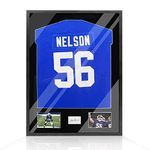 Snail 32"x24" Jersey Frame Display Case Wooden Wall Mounted Matt Black Shadow Box for Baseball Basketball Football Soccer Hockey Sport Shirt, Plus Displaying Two Idol's Photos and One Signature