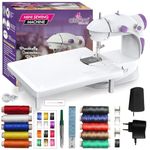 Akiara - Makes life easy Mini Sewing Machine with Table Set | Tailoring Machine | Hand Sewing Machine with extension table, foot pedal, adapter, White (With kit 2)