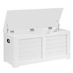 VASAGLE Storage Chest, Storage Bench, Blanket Box with 2 Safety Hinges, Shoe Storage Bench, Modern Style, 40 x 100 x 46 cm, for Hallway, Bedroom, Living Room, Matte White LSB061T10