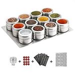 12 Magnetic Spice Tins,Stainless St
