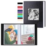 Benjia Small Photo Album 6x4 2 Packs, Each Pack Holds 50 Pockets, Slip In Mini Leather Top Loading Photo Albums Holds Portrait Only 10x15cm Picture Black