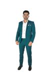 Active Fashion Men’s 2 Piece Solid Regular Fit Suit Set with Coat and Trouser (in, Numeric, 40, Bottle Green)