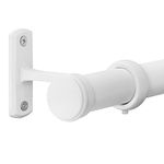 ASHLEYRIVER White Curtain Rods 120 to 160-1 inch Curtain Rod with Round Cap, Curtain Rod for Windows 120 to 160, Hanging Curtain Rod & Wall Mount with Brackets, Outdoor Curtain Rod, White