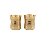 Copper-Master Dumro Style Designer Pure Brass Glass Tumbler for Serving Water Etching Hotel Serveware Drinkware Tableware Decorative Home Restaurant - 300 ML