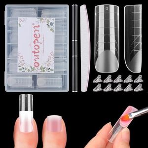 120pcs Dual Toe Nail Forms Clear Matte Full Cover Toenail Art Mold Artificial Nail Tips with Scale for Polygel Extension Beginners DIY Manicure with Dual-ended Brush Nail File Coffin Nails 12 Sizes