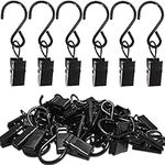 Heavy Duty Stainless Steel Metal Clips with Hooks for Curtain, Photos, Art Craft Hanger Hanging Clips Home Decoration(20 Pack),Black