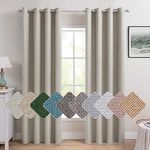 MIULEE Linen Curtains 90 Inches long Blackout Curtain Panels for Bedroom/Living Room Curtain Drapes Thermal Insulating Texture Grommet Top 2 Panels -Ivory