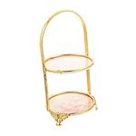 Garneck Cake Stand Dessert Stand Fruit Rack Fruit Holder Metal Cupcake Plate Metal Fruit Tray Square Cupcake Pans Round Cake Pans 2- Tier Jewelry Plates Makeup Organizer Party Cake Stand