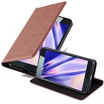 Cadorabo Book Case Compatible with Nokia Lumia 650 in Cappuccino Brown - with Magnetic Closure, Stand Function and Card Slot - Wallet Etui Cover Pouch PU Leather Flip