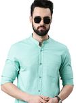 THE SOUL PATROL Mens Pure Cotton Slim Fit Full Sleeve Casual Shirt (Aqua ; 40)