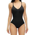 SHAPEMOUR Thong Bodysuit for Women, Slimming Design Shapewear for Women, Tummy Control Body Shaper with Silicone Grip, No Steel Bones for All Day Comfort, Seamless Sculpting Bodyshaper (Black, XXXL)