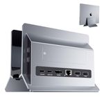 Vertical MacBook Docking Station, PULWTOP Docking Station for Mac Mini with M.2 NVMe case for MacBook Pro/Air, 4K@60Hz HDMI, 2USB C 10Gbps, SD/TF, 100W PD, RJ45, 2 USB A for Windows Laptops