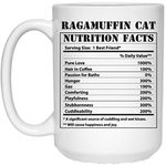 Lovesout Funny Ragamuffin Cat Nutritional Facts Christmas 2023 Gifts White Coffee Mug 15oz