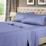 Royal Hotel Bedding Top-Split-King: Adjustable King Bed Sheets 4PC Solid Periwinkle 100% Cotton 600-Thread-Count, Deep Pocket