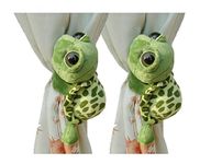 Tickles 2 Pcs Tortoise Soft Plush Toy Curtain Tiebacks Holder Clip for Children Living Room Decoration Accessories Window Curtain Decoration (Size: 20 cm Color: Green)