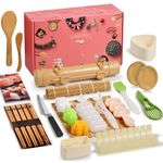 Sushi Making Kit [Parent-Child Set] -28 in 1 Sushi Kit for Beginners & Pros Sushi Makers&Kids, with Bamboo Sushi Roller, Sushi Bazooka,Cutting Mold,Onigiri Mold,Guide Book and More