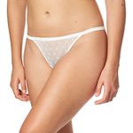 DKNY Women's Monogram Mesh Thong Panties, Poplin White, M UK