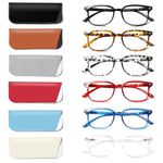 Kerecsen 6 Pack Reading Glasses for Women and Men Blue Light Blocking, Spring Hinge Lightweight Anti Glare Computer Readers (6 Mix Color, 1.5, x)