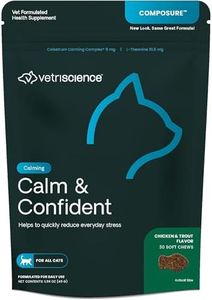VetriScience Composure Cat Calming Chews - Clinically Supported Cat Anxiety Relief Supplement for Stress, Grooming, Vet Visits, Separation & More - 30 Count, Chicken and Trout Flavor