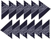 BOOLAVARD 100% Cotton 1pcs, 6pcs or 12pcs Pack Bandanas with Original Paisley Pattern Colour of Choice Headwear/Hair (12 Navy Blue)